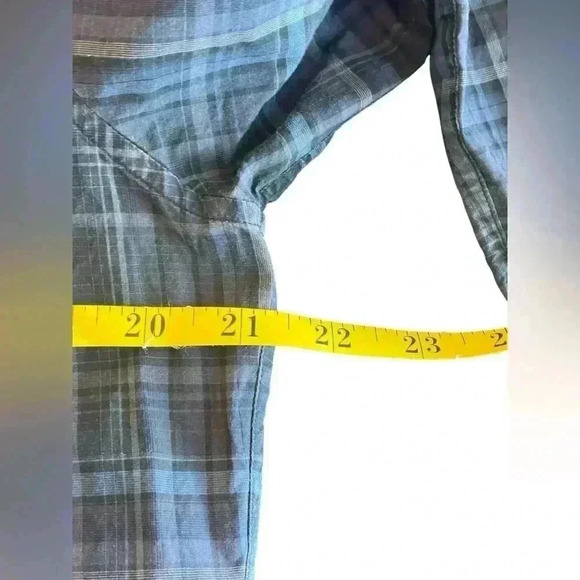 Theory Men’s Zac PS Aviston Plaid Button Down Shirt Medium Blue Black Office - Picture 7 of 9